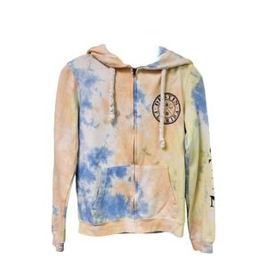 EXIST Tye Dye Long Sleeve Hooded Sweatshirt Zip Front Drawstring Hood Size Small